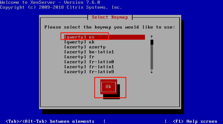 xenserver选择键盘布局